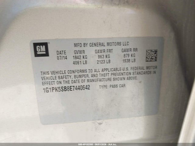 1G1PK5SB8E7440642 Chevrolet CRUZE LT