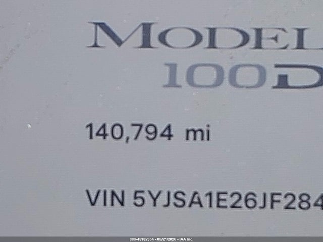 45182354 :رقم المزاد ، 5YJSA1E26JF284825 vin ، 2018 Tesla Model S 100d/75d/p100d مزاد بيع
