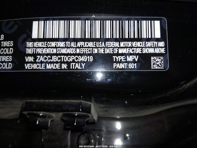 Aukcja sprzedaży 2016 Jeep Renegade Trailhawk, vin: ZACCJBCT0GPC94919, numer aukcji: 45182448
