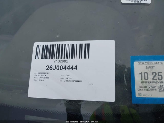 Aukcja sprzedaży 1993 Lexus Sc 400, vin: JT8UZ30C6P0034326, numer aukcji: 45182478