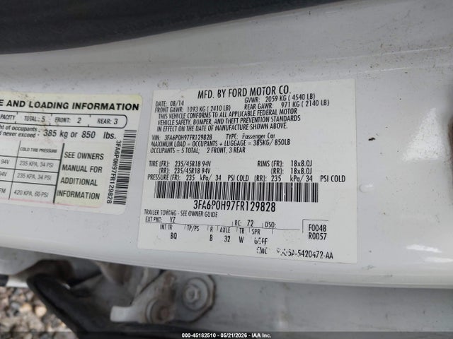 Продаж на аукціоні авто 2015 Ford Fusion Se, vin: 3FA6P0H97FR129828, номер лоту: 45182510