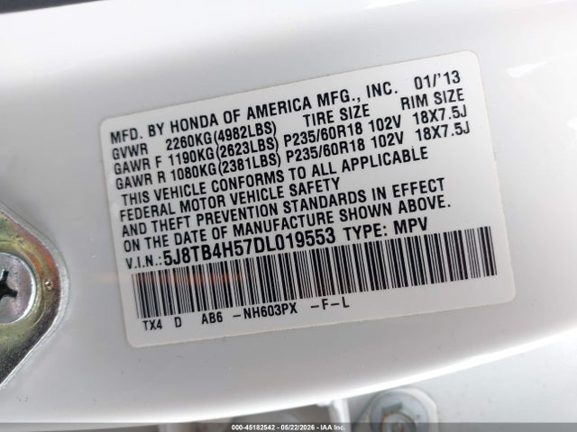 Aukcja sprzedaży 2013 Acura Rdx, vin: 5J8TB4H57DL019553, numer aukcji: 45182542