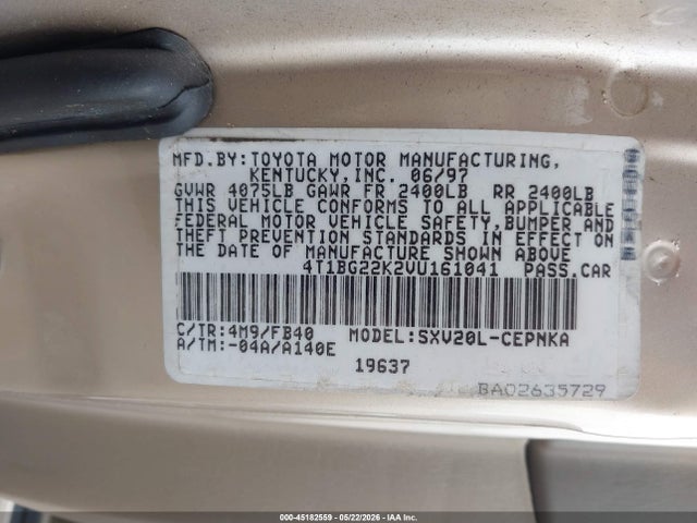 Auction sale of the 1997 Toyota Camry Le, vin: 4T1BG22K2VU161041, lot number: 45182559