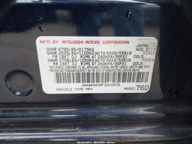 Продажа на аукционе авто 2015 Mitsubishi Outlander Se, vin: JA4AD3A39FZ005876, номер лота: 45182574
