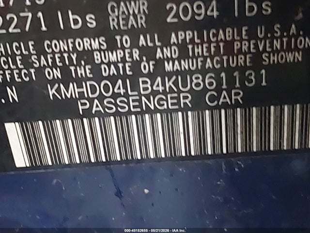 KMHD04LB4KU861131 Hyundai Elantra Sport