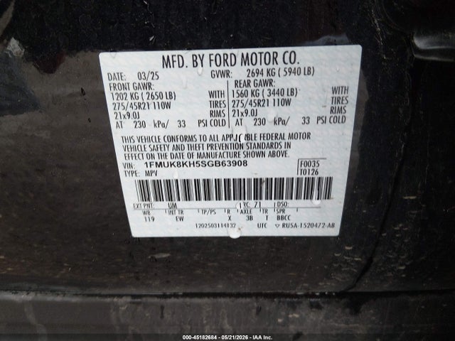 1FMUK8KH5SGB63908 Ford Explorer St-line