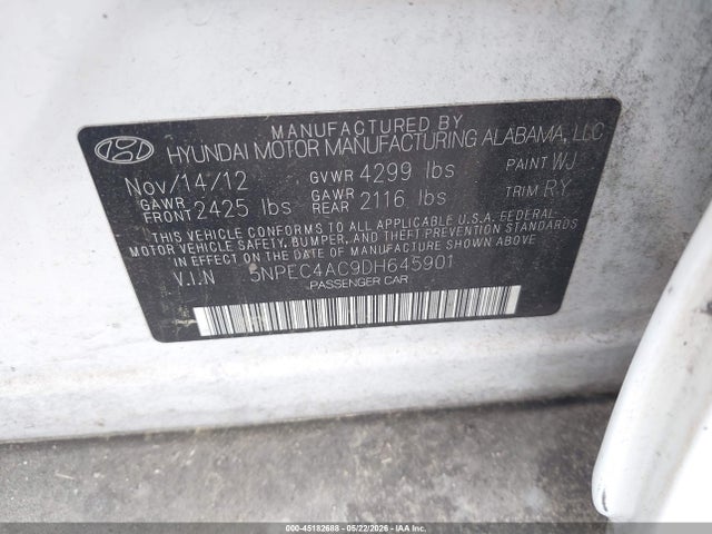 Aukcja sprzedaży 2013 Hyundai Sonata Limited, vin: 5NPEC4AC9DH645901, numer aukcji: 45182688