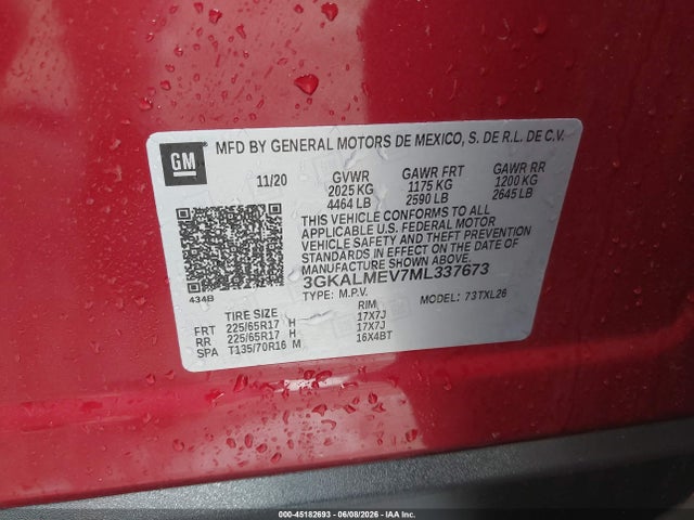 Продаж на аукціоні авто 2021 Gmc Terrain Fwd Sle, vin: 3GKALMEV7ML337673, номер лоту: 45182693