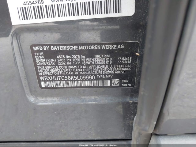 Aukcja sprzedaży 2019 Bmw X1 Sdrive28i, vin: WBXHU7C56K5L09990, numer aukcji: 45182736