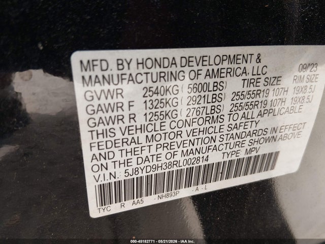 Продажа на аукционе авто 2024 Acura Mdx Standard, vin: 5J8YD9H38RL002814, номер лота: 45182771