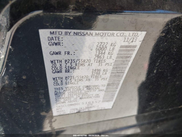 Aukcja sprzedaży 2014 Infiniti Qx60 Hybrid, vin: 5N1CL0MN9EC516157, numer aukcji: 45182786