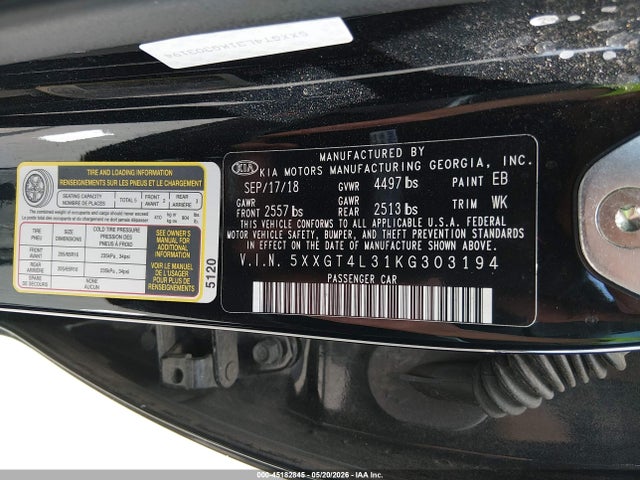 Продажа на аукционе авто 2019 Kia Optima Lx, vin: 5XXGT4L31KG303194, номер лота: 45182845