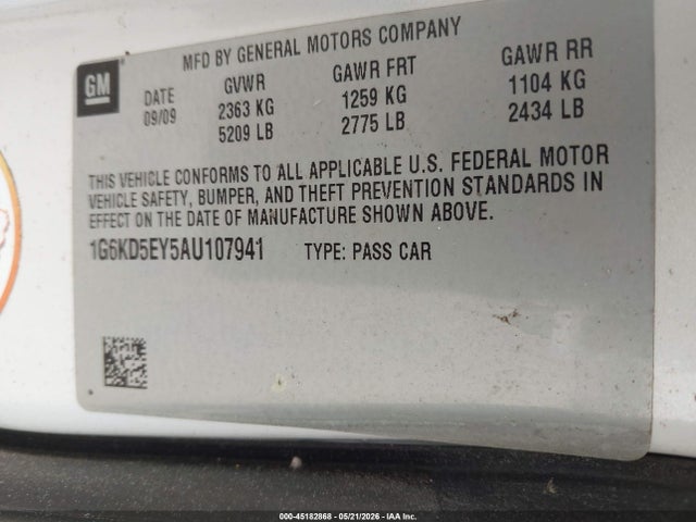 Aukcja sprzedaży 2010 Cadillac Dts Luxury Collection, vin: 1G6KD5EY5AU107941, numer aukcji: 45182868