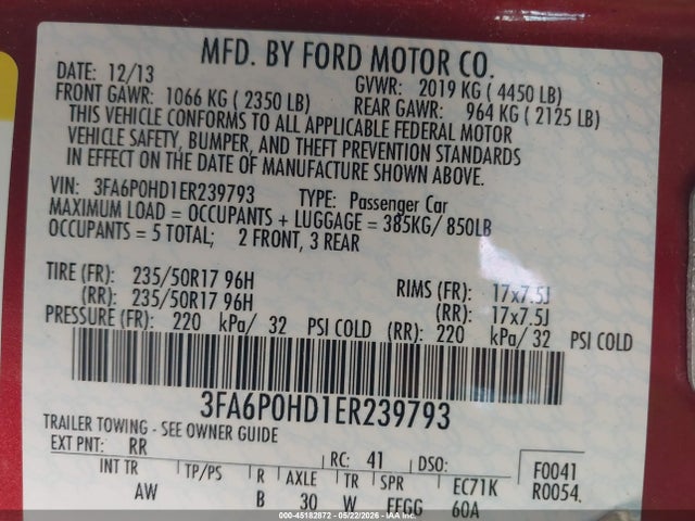 3FA6P0HD1ER239793 Ford FUSION SE