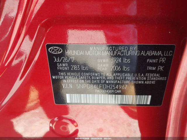 Hyundai ELANTRA SEL 2018 5NPD84LF1JH254967 Image 9