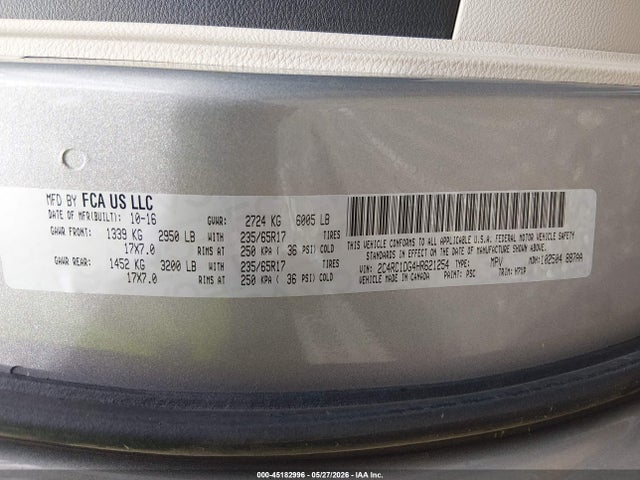 45182996 :رقم المزاد ، 2C4RC1DG4HR621254 vin ، 2017 Chrysler Pacifica Touring مزاد بيع