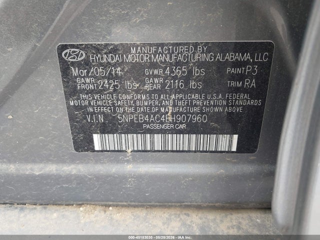 Hyundai SONATA GLS 2014 5NPEB4AC4EH907960 Image 9