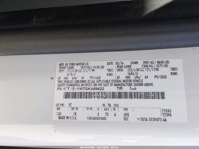 1FTYE1YM7GKA89422 Ford Transit-150