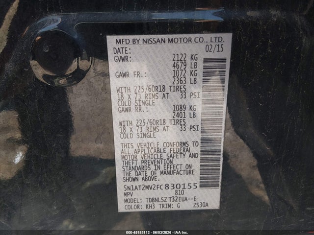 Aukcja sprzedaży 2015 Nissan Rogue Sl, vin: 5N1AT2MV2FC830155, numer aukcji: 45183112