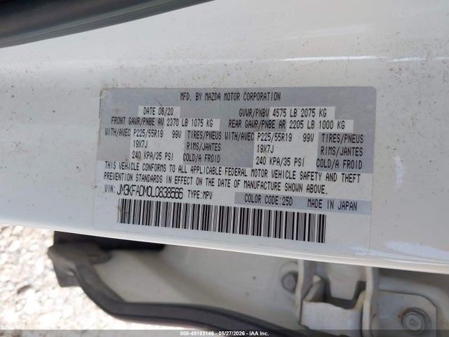 Aukcja sprzedaży 2020 Mazda Cx-5 Grand Touring, vin: JM3KFADM0L0838566, numer aukcji: 45183146