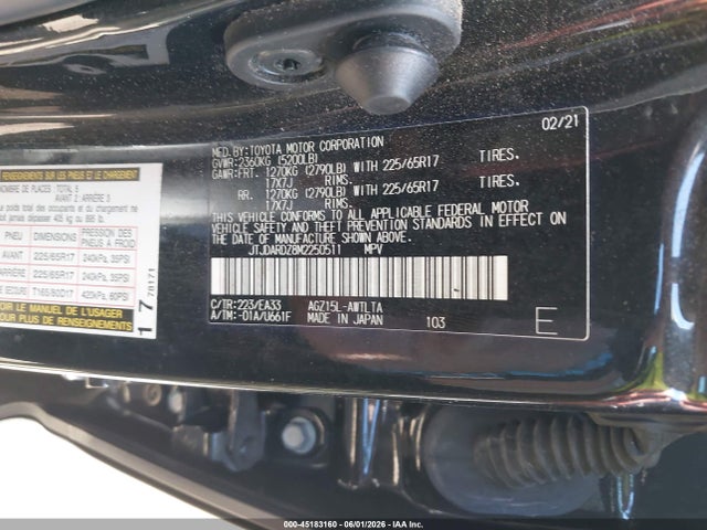 Aukcja sprzedaży 2021 Lexus Nx 300, vin: JTJDARDZ8M2250511, numer aukcji: 45183160