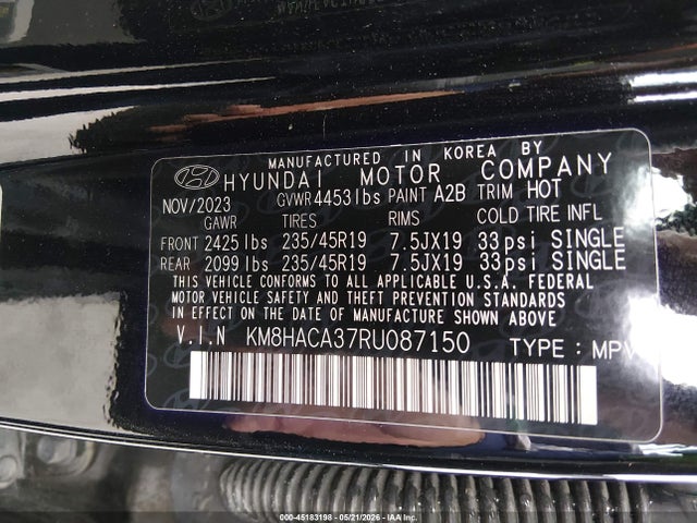 Aukcja sprzedaży 2024 Hyundai Kona N Line, vin: KM8HACA37RU087150, numer aukcji: 45183198