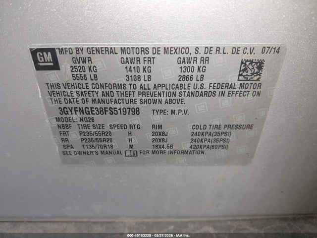 Продажа на аукционе авто 2015 Cadillac Srx Premium Collection, vin: 3GYFNGE38FS519798, номер лота: 45183229