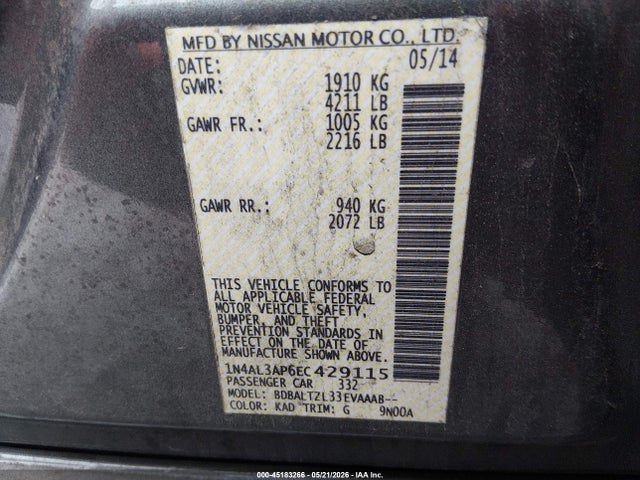 Nissan Altima 2.5 Sv 2014 1N4AL3AP6EC429115 Image 9