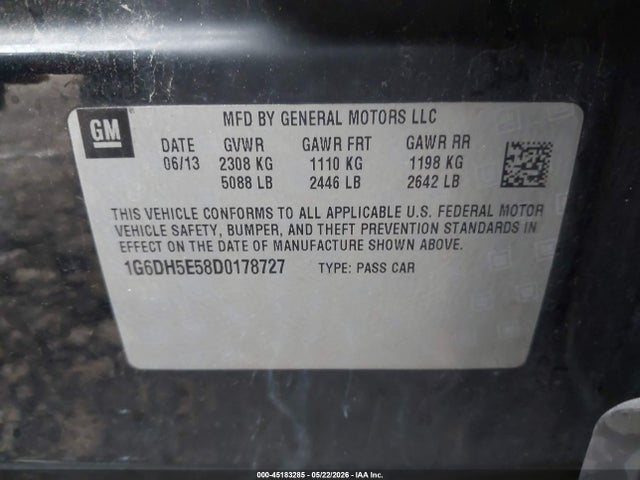 Продажа на аукционе авто 2013 Cadillac Cts Luxury, vin: 1G6DH5E58D0178727, номер лота: 45183285