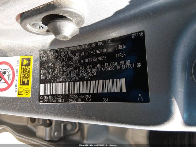 5TDJKRFH7GS260628 Toyota Highlander Xle V6