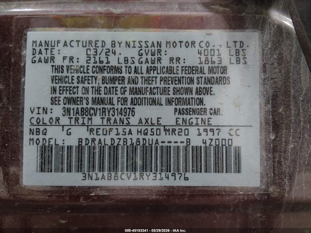 3N1AB8CV1RY314976 Nissan Sentra Sv Xtronic Cvt