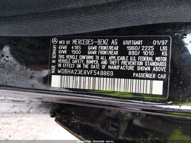 Aukcja sprzedaży 1997 Mercedes-benz C 230, vin: WDBHA23E8VF549869, numer aukcji: 45183365