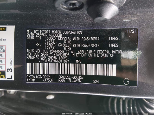 Toyota 4RUNNER SR5 2022 JTEMU5JRXN6011894 Image 9