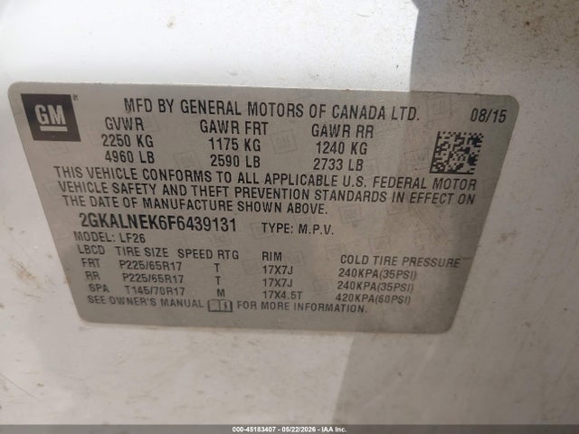GMC TERRAIN SL 2015 2GKALNEK6F6439131 Image 9