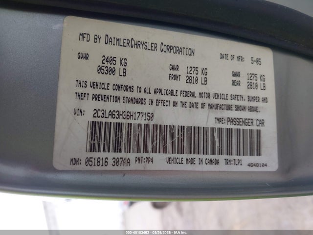 Aukcja sprzedaży 2006 Chrysler 300c, vin: 2C3LA63H36H177150, numer aukcji: 45183462
