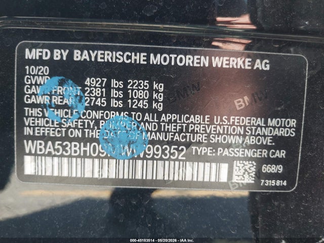 WBA53BH09MWW99352 BMW 530I