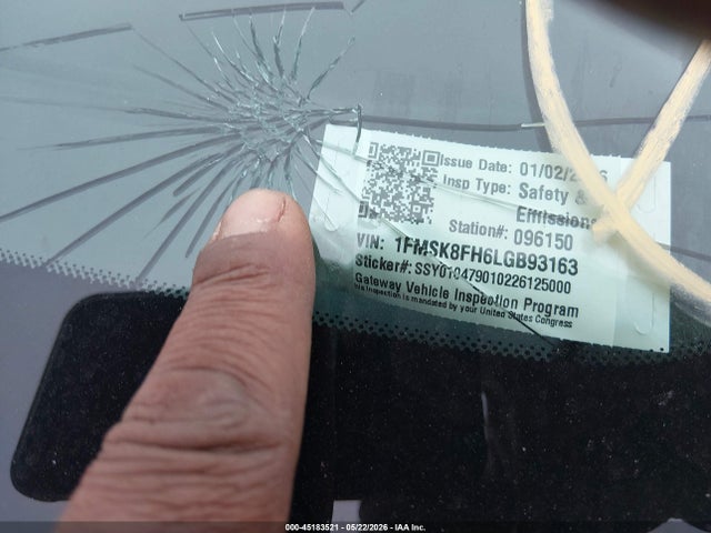 45183521 :رقم المزاد ، 1FMSK8FH6LGB93163 vin ، 2020 Ford Explorer Limited مزاد بيع