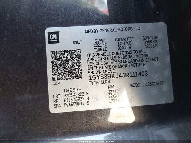 Aukcja sprzedaży 2018 Cadillac Escalade Luxury, vin: 1GYS3BKJ4JR111403, numer aukcji: 45183527