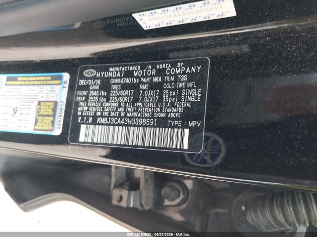 Hyundai TUCSON SE 2017 KM8J3CA43HU398691 Image 9