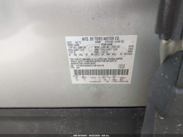 Aukcja sprzedaży 2013 Ford Explorer, vin: 1FM5K8B82DGB16018, numer aukcji: 45183541