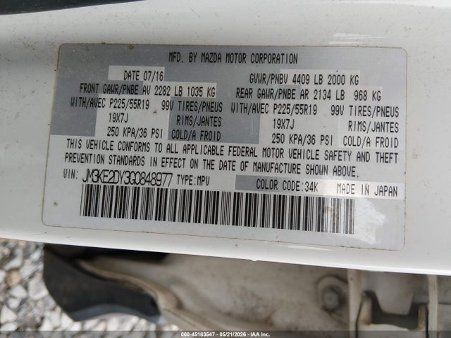 Aukcja sprzedaży 2016 Mazda Cx-5 Grand Touring, vin: JM3KE2DY3G0848977, numer aukcji: 45183547