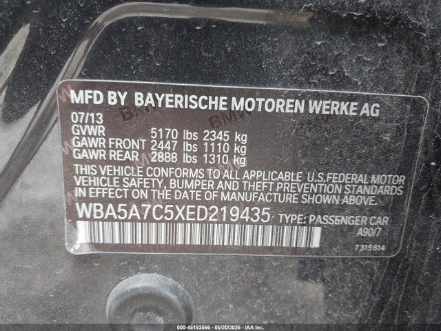 Продаж на аукціоні авто 2014 Bmw 528i Xdrive, vin: WBA5A7C5XED219435, номер лоту: 45183566