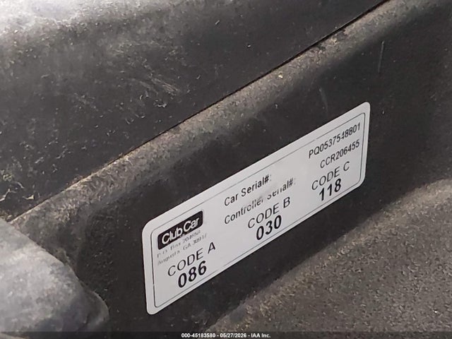 2005 Club Car Golf Cart მანქანა იყიდება აუქციონზე, vin: PQ0537548801, აუქციონის ნომერი: 45183580