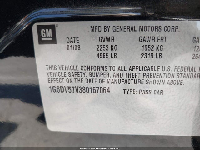 Продажа на аукционе авто 2008 Cadillac Cts Standard, vin: 1G6DV57V380167064, номер лота: 45183602