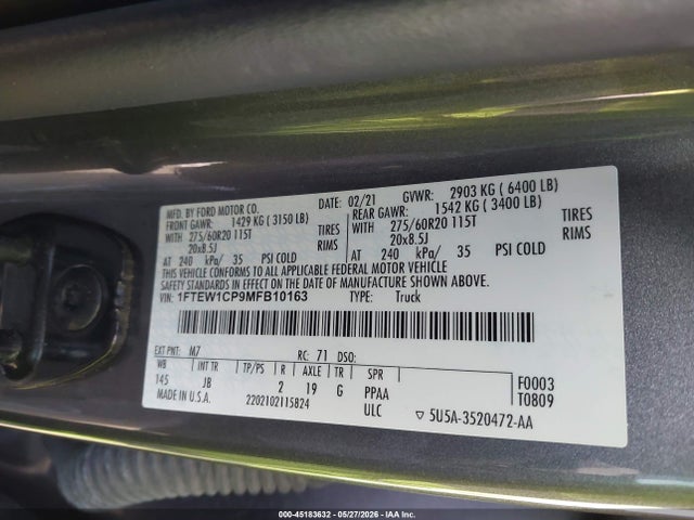 Ford F-150 Xl 2021 1FTEW1CP9MFB10163 Image 9