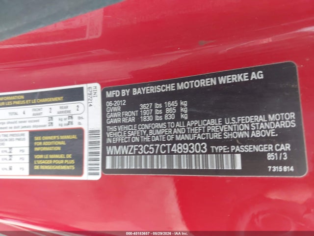 2012 Mini Cooper Clubman მანქანა იყიდება აუქციონზე, vin: WMWZF3C57CT489303, აუქციონის ნომერი: 45183657