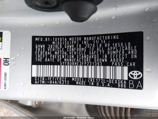 Toyota Corolla S Plus 2015 5YFBURHE3FP231393 Image 9