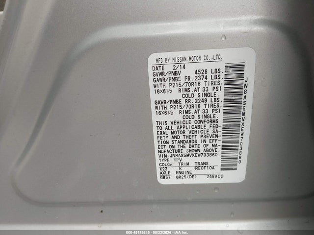 Nissan Rogue Select S 2014 JN8AS5MVXEW703860 Image 9