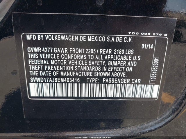 3VWD17AJ6EM403416 Volkswagen Jetta 1.8t Se