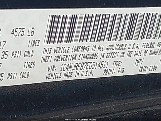 1C4NJRFB7ED514511 Jeep Patriot Latitude